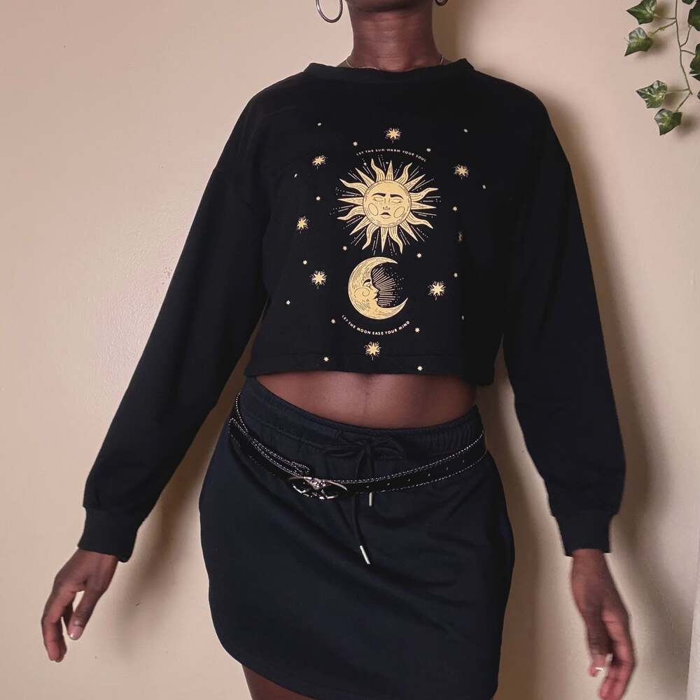 Sun Moon & Stars Cropped Sweatshirt